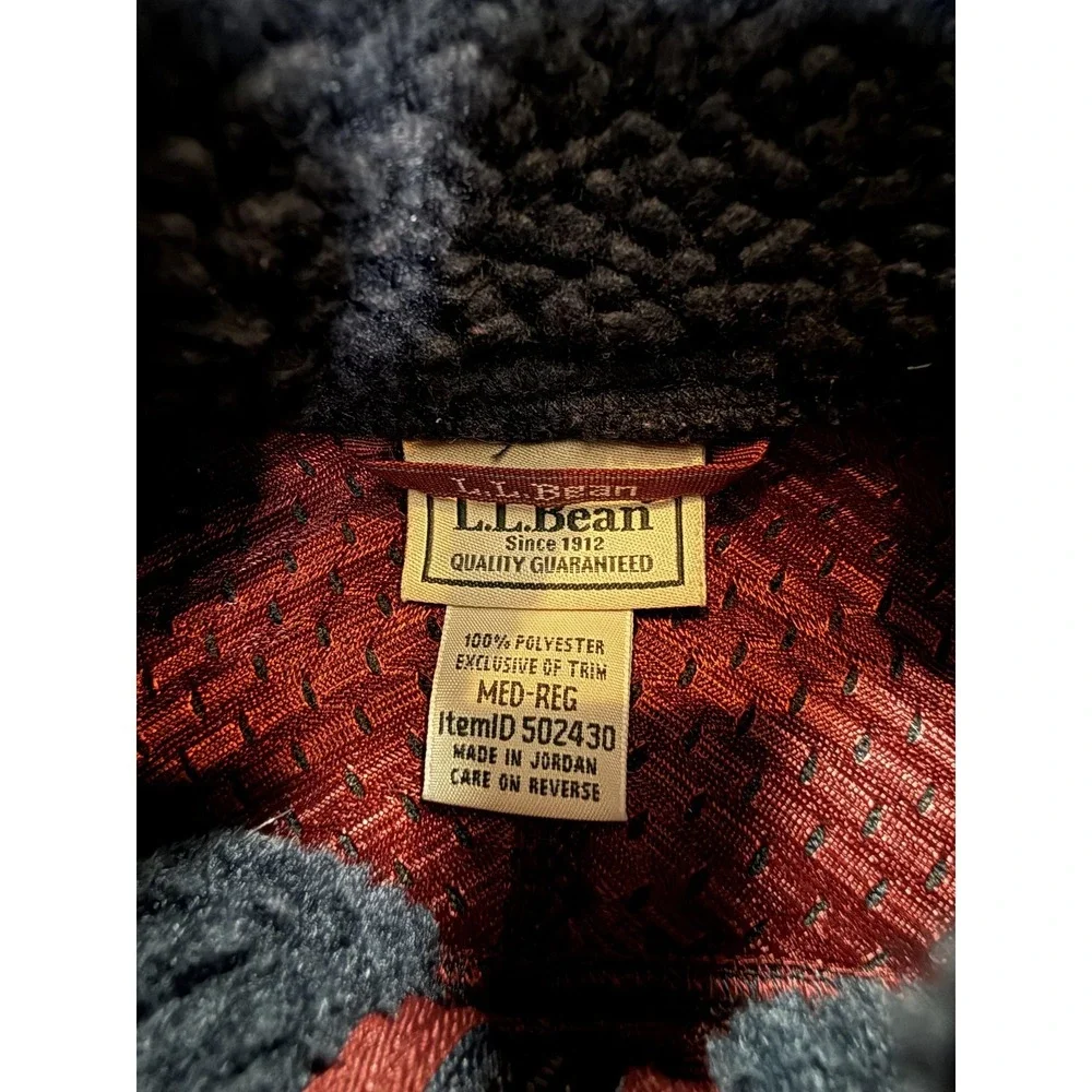 L.L. Bean Fleece Vest Womens Medium Blue Moutain Pile Sherpa Full Zip Outdoor - Picture 6 of 7